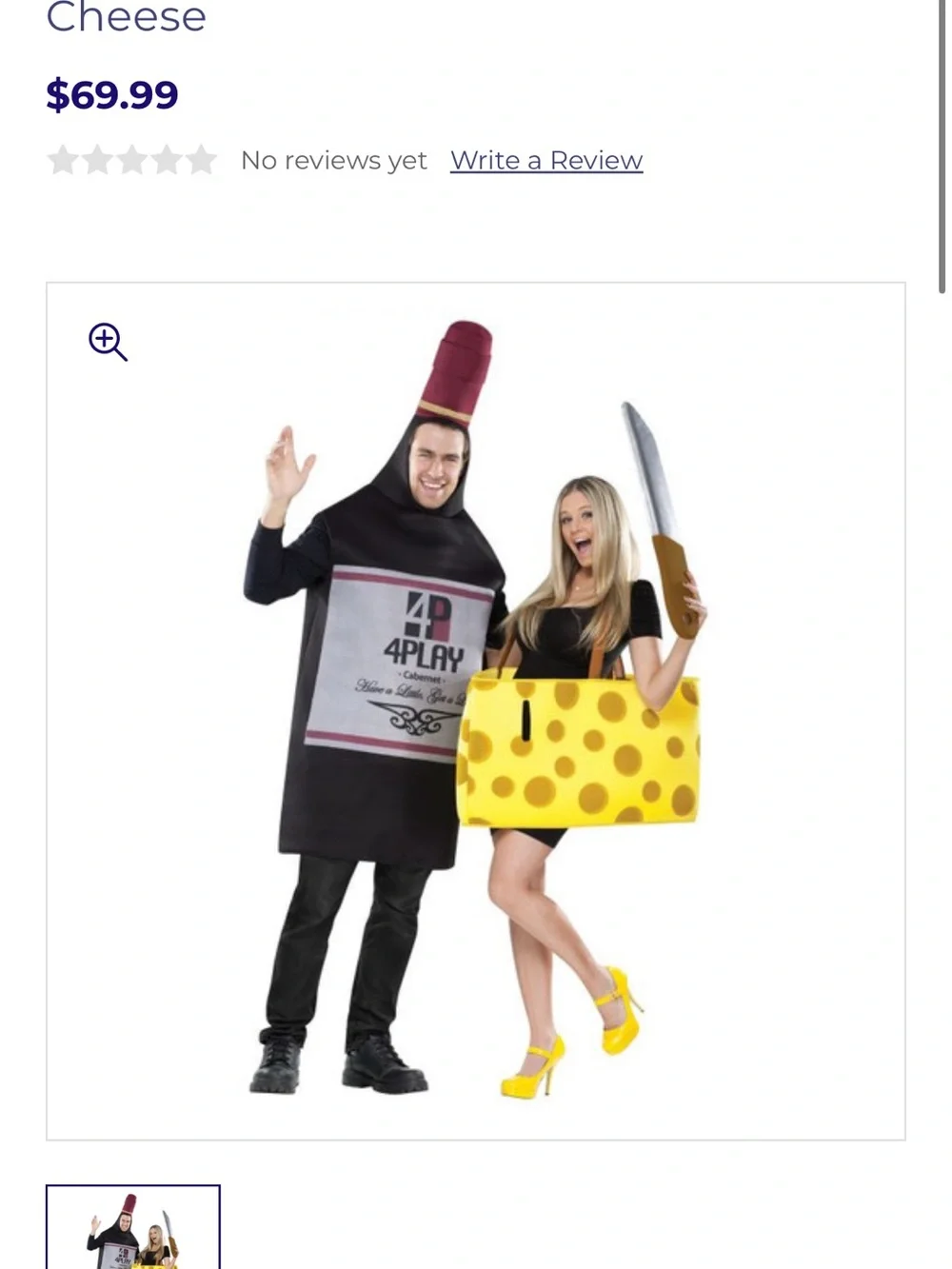 Wine Bottle & Yellow Cheese Couples Costume Set